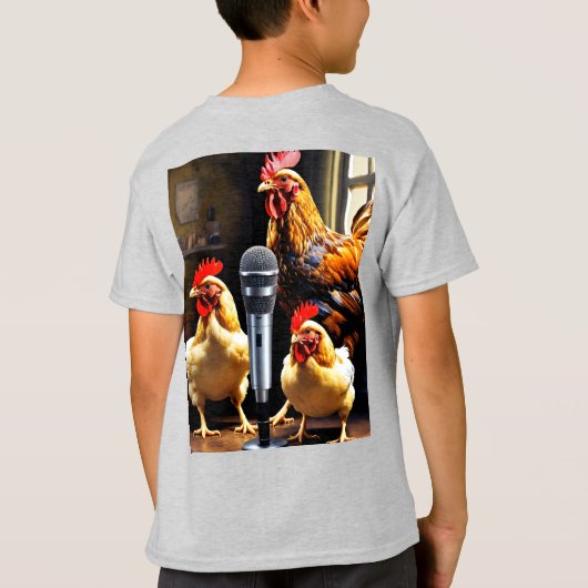 Poultry in Session – Chickens with Mic & Recorder T-shirt (Achterkant)