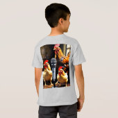 Poultry in Session – Chickens with Mic & Recorder T-shirt (Achterkant volledig)