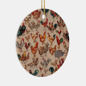 Poultry Rooster Chicken country art Keramisch Ornament (Rechts)