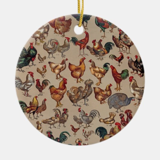 Poultry Rooster Chicken country art Keramisch Ornament (Voorkant)