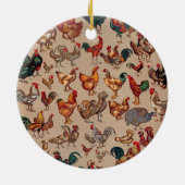 Poultry Rooster Chicken country art Keramisch Ornament (Achterkant)
