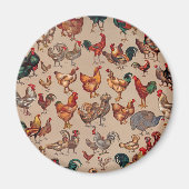 Poultry Rooster Chicken country art Magneet (Voorkant)