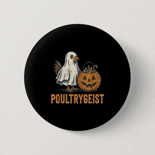 Poultrygeist Chicken Ghost Pumpkin Kostuum Hallowe Ronde Button 5,7 Cm (Voorkant)
