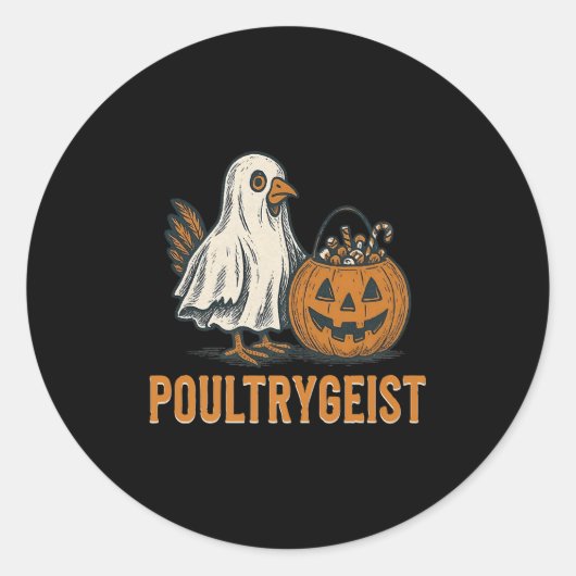Poultrygeist Chicken Ghost Pumpkin Kostuum Hallowe Ronde Sticker (Voorkant)