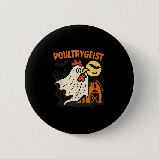 Poultrygeist Funny Chicken Ghost Halloween Pun Des Ronde Button 5,7 Cm (Voorkant)