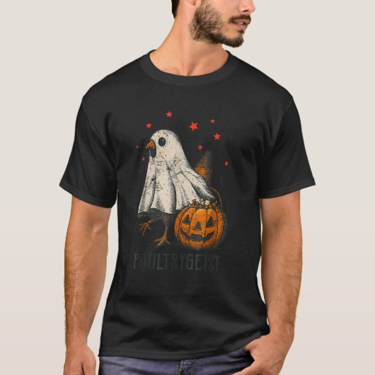 Poultrygeist Grappige Halloween Kip Geest Kleding T-shirt (Voorkant)