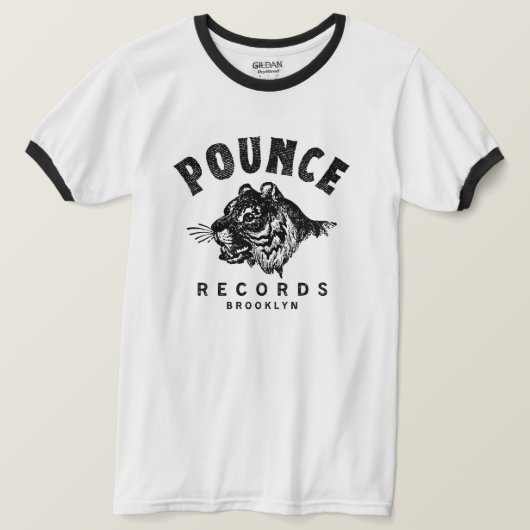 Pounce Records Brooklyn Ringer T-shirt (Design voorkant)