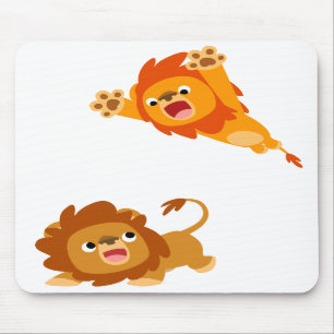 Pouncing en Plot!! Cartoon Lions Mousepad Muismat