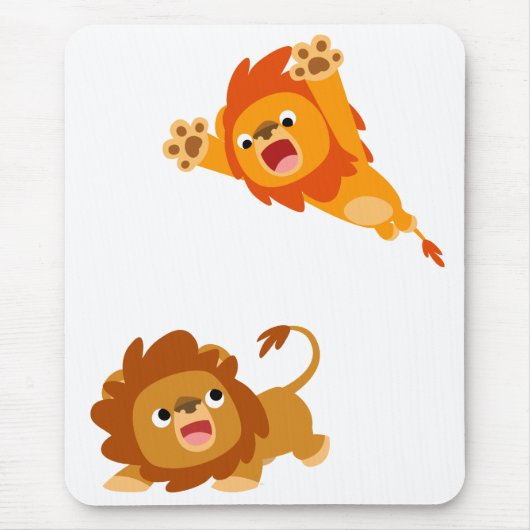 Pouncing en Plot!! Cartoon Lions Mousepad Muismat (Voorkant)