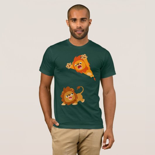 Pouncing en Plot!! Cartoon Lions T-Shirt (Voorkant volledig)