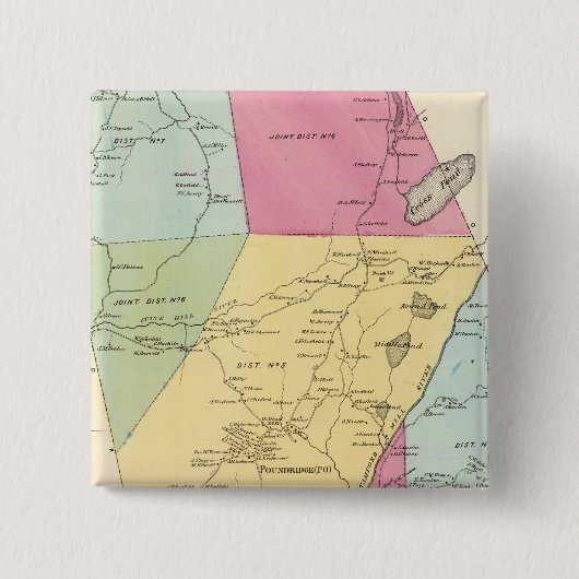 Poundridge, stad vierkante button 5,1 cm (Voorkant)