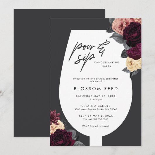 Pour and Sip Candle Making Party Kaart (Voorkant / Achterkant)