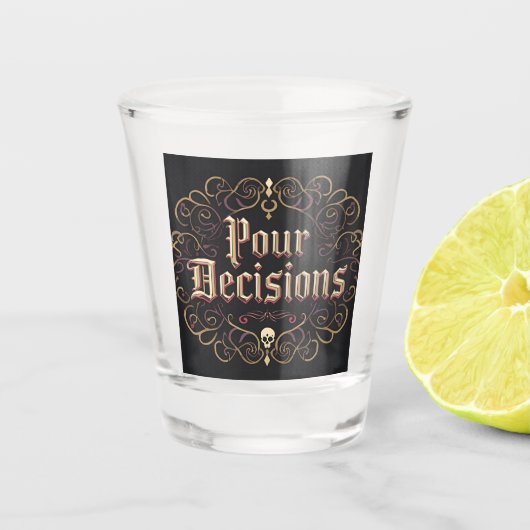 Pour Decisions Gothic Skull Baroque Shot Glass Shot Glas (Voorkant)