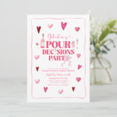 Pour Decisions Pink Galentine Girl's Party Kaart (Staand voorkant)