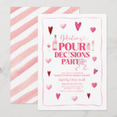 Pour Decisions Pink Galentine Girl's Party Kaart (Voorkant / Achterkant)