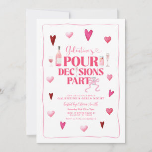 Pour Decisions Pink Galentine Girl's Party Kaart