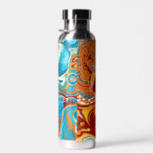 Pour Painting Style Brown en Blue Fluid Art Waterfles (Rechts)