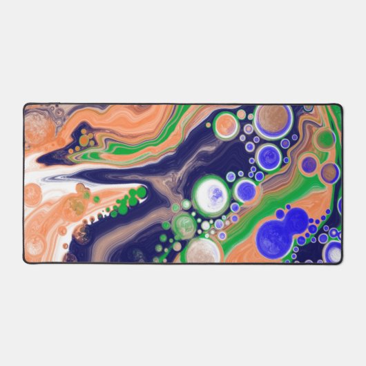 Pour Painting Style Fluid Art Koraal Groen en Blau Bureaumat (Voorkant)