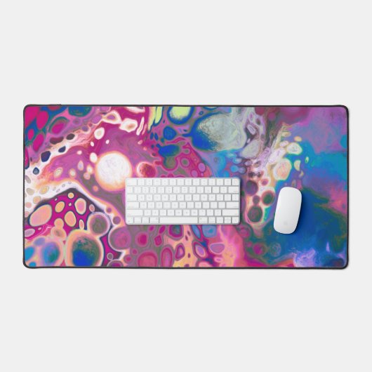 Pour Painting Style Fluid Art Paarse en Blauw Bureaumat (Keyboard & Muis)