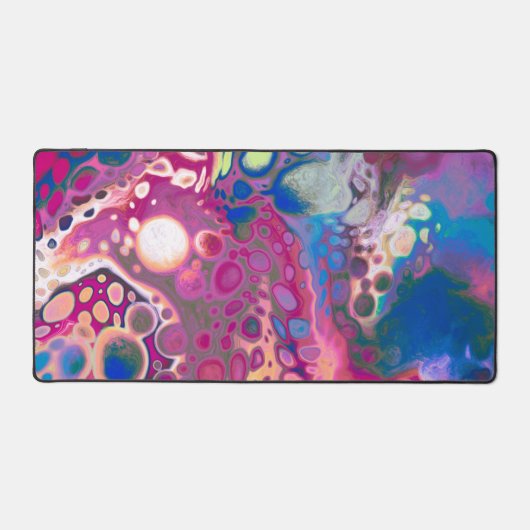 Pour Painting Style Fluid Art Paarse en Blauw Bureaumat (Voorkant)