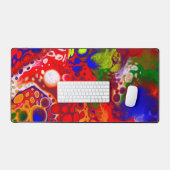 Pour Painting Style Fluid Art Rood en Blauw Bureaumat (Keyboard & Muis)