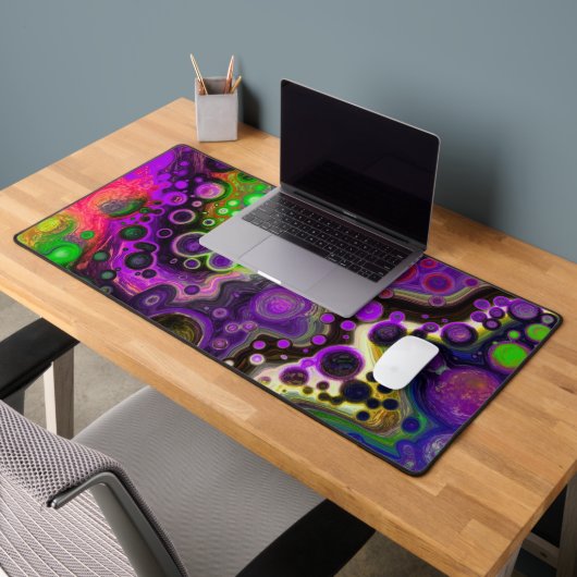 Pour schilderij stijl Fluid Art Paarse, Groen, Zwa Bureaumat (Kantoor 2)