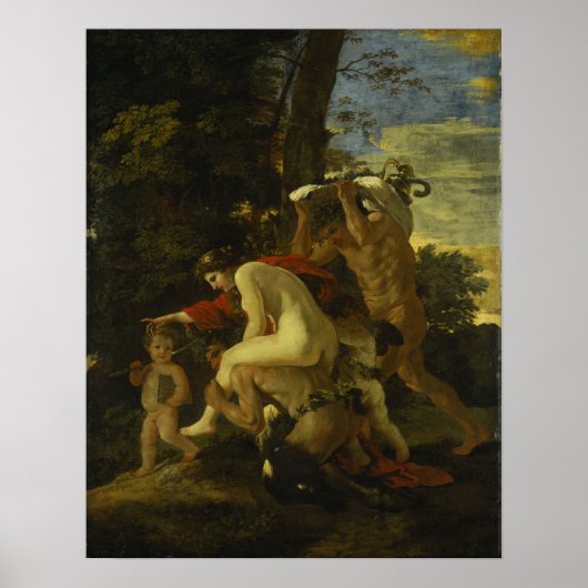 Poussin - Bacchische scène Poster (Voorkant)