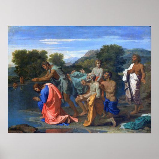 Poussin - Baptisme van Christus Poster (Voorkant)