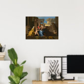 Poussin - de Heilige Familie op straat Poster (Thuiskantoor)