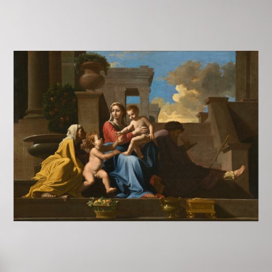 Poussin - de Heilige Familie op straat Poster (Voorkant)