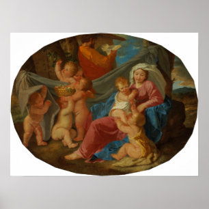 Poussin - de rest van de vlucht naar Egypte Poster