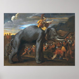 Poussin - Hannibal kruising van de alpen op olifan Poster