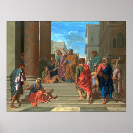 Poussin - heiligen Peter en John die de vlam ... Poster (Voorkant)