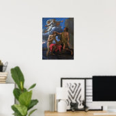 Poussin - Johannes de Doper die Christus doopt Poster (Thuiskantoor)