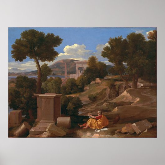 Poussin - Landschap met Sint-Jan Poster (Voorkant)