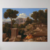 Poussin - Landschap met Sint-John Poster (Voorkant)