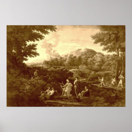 Poussin - Orpheus en Eurydice Poster (Voorkant)