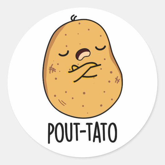 Pout-tato Funny Potato Pun Ronde Sticker (Voorkant)
