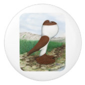 Pouter Pigeon Red Hana Keramische Knop (Voorkant)