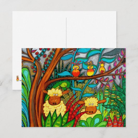 Pouterende vogel briefkaart (Voorkant / Achterkant)