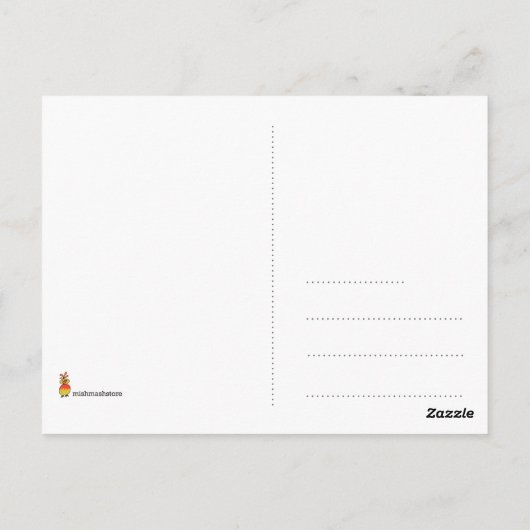 Pouterende vogel briefkaart (Achterkant)