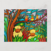 Pouterende vogel briefkaart (Voorkant)