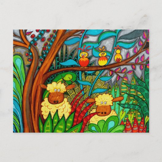 Pouterende vogel briefkaart (Voorkant)