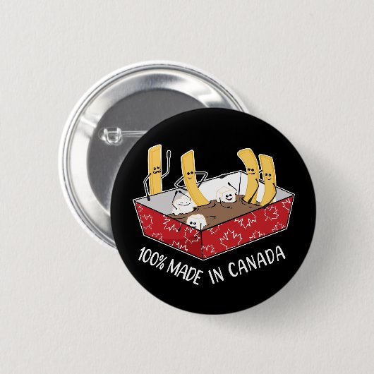 Poutine 'Made in Canada' friet Ronde Button 5,7 Cm (Voorkant /achterkant)