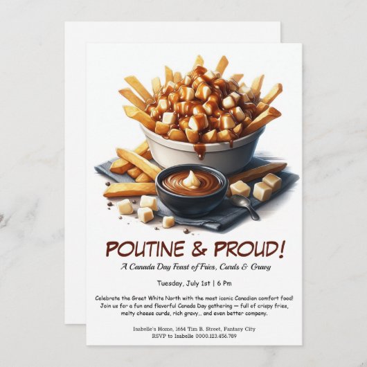 Poutine & Proud – Uitnodiging voor Canada Day Food (Voorkant / Achterkant)