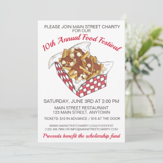 Poutine Quebec Canada Canadian Food Festival Party Kaart (Staand voorkant)