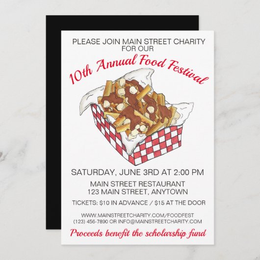 Poutine Quebec Canada Canadian Food Festival Party Kaart (Voorkant / Achterkant)