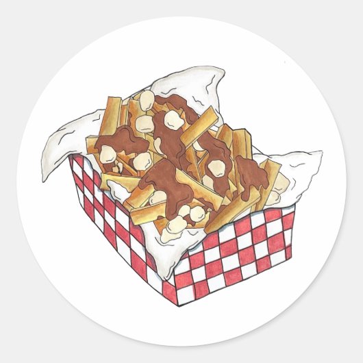 Poutine Quebec Canada Canadian Food French Fries Ronde Sticker (Voorkant)