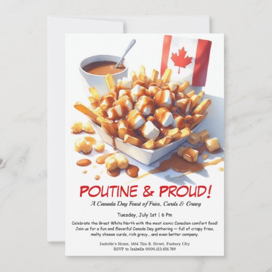 Poutine & Trots – Uitnodiging voor Canada Dag Eetf (Voorkant)