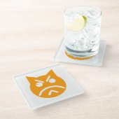 Pouting Emoji Cat Glazen Onderzetter (Schuin)